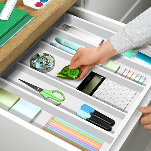 Luxury Bamboo Kitchen Drawer Organizer (White / 5 Slot)
