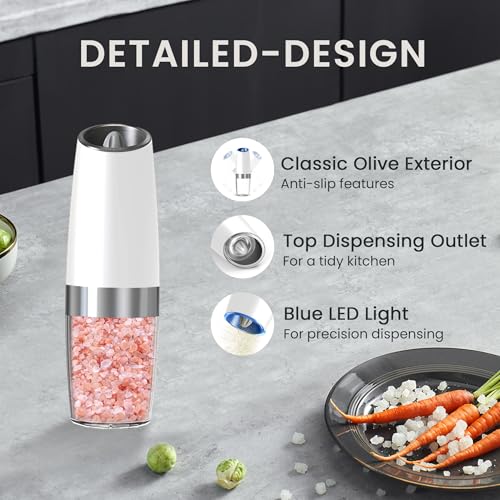 Battery Operated Salt And Pepper Grinder Set 2 Pack (Battery/2pcs/Black+White)