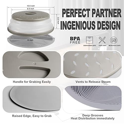 2 in 1 Aidacom Microwave Splatter Cover for Food & Silicone Microwave Mat (Gray)