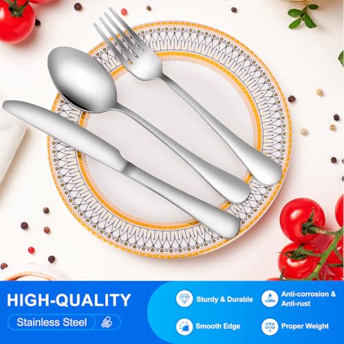 20 Piece Black Silverware Set for 4 (Silver)