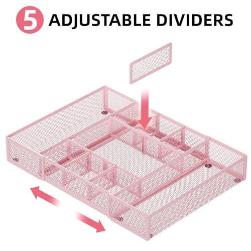 Expandable Desk Drawer Organizer (Expandable-Pink)