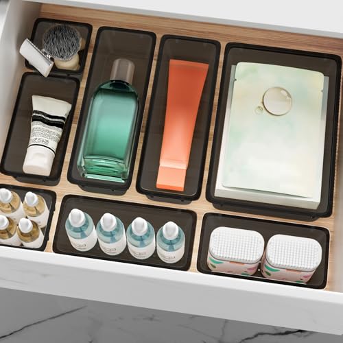 12 PCS Drawer Organizer Set (Black / 12 Pcs)