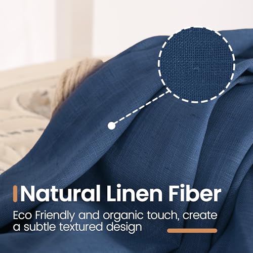 Navy Blue Linen Curtains 63 Inch Length for Living Room (Navy / 52"W x 63"L (Pack of 2))