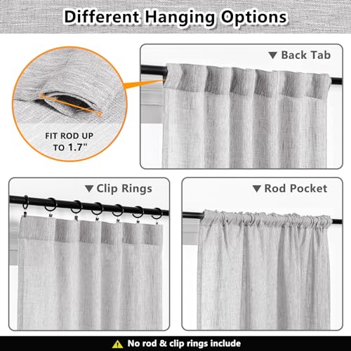 Short Curtains for Small Window (50"W x 63"L (Pack of 2) / Light Grey)