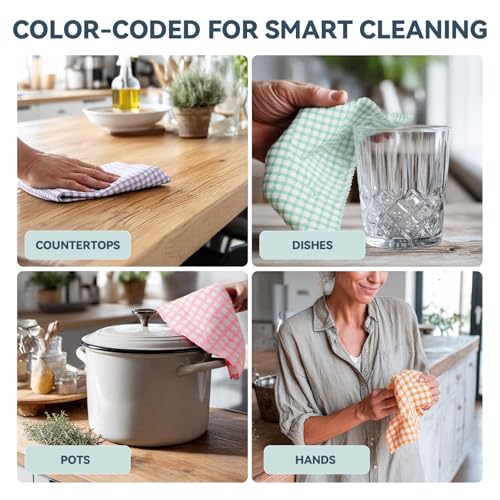 16 Pack Kitchen Dishcloths (Pastel / 12"x12" - 16 pcs)