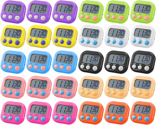 30 Pcs Multi func Electronic Kitchen Classroom Timer (10 Colors)
