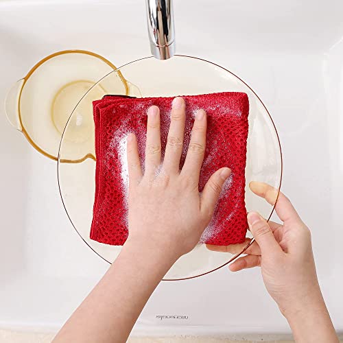 100% Cotton Waffle Weave Kitchen Dish Cloths 12 (Red / 12 X 12 - 12 Pack)