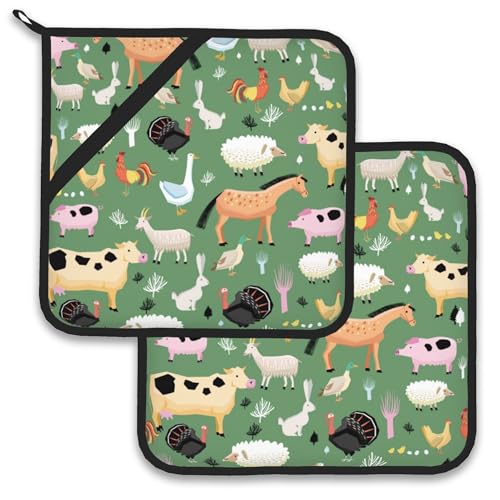 Funny Farm Animals Horse Cow Pot Holder Set of 2 (Funny Farm Animals Horse Cow)