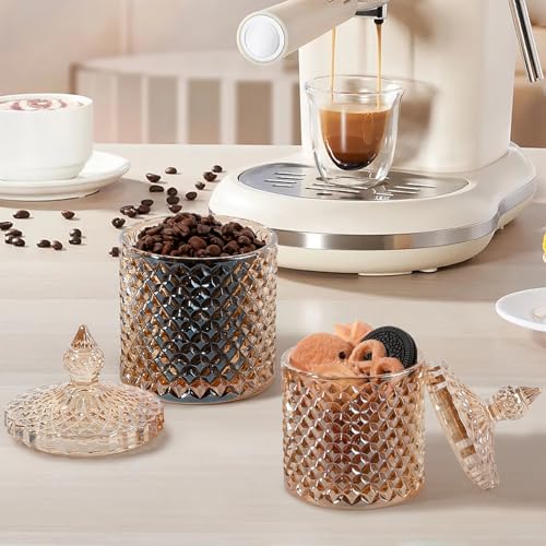 2 Pack Qtip Holder Apothecary Jars with Lid (23 oz + 10 oz / Amber)