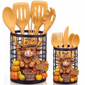 2 Pcs Fall Pumpkin Utensil Holder Highland Cow Decor (Fall)