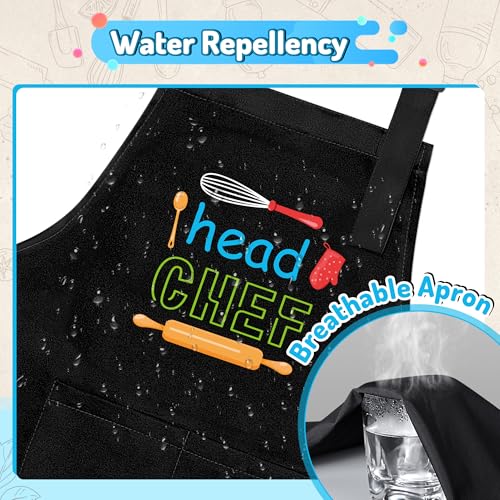 R HORSE Adult Kid Apron and Chef Hat Set (Black)