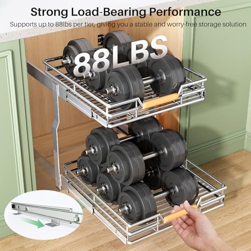 Pull out Cabinet Organizer (Chrome / 23"W x 21"D)