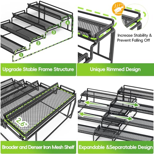 2 Pack Spice Rack Organizer for Cabinet (Black / S&L)