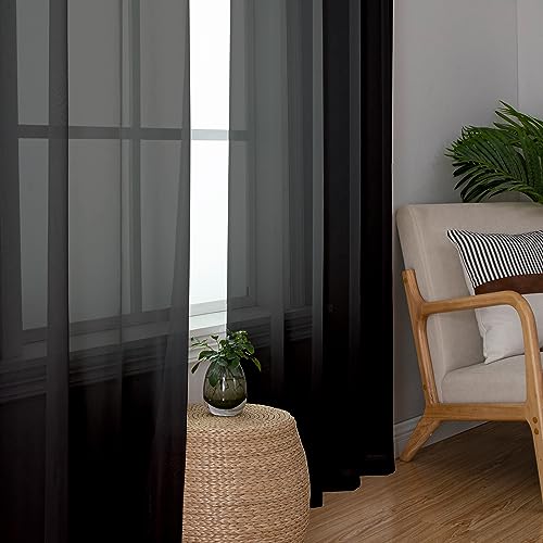 Black Sheer Curtains 90 Inches Long (Black / 42"W x 90"L (Pack of 2))