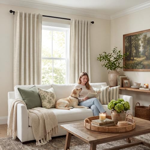 Cream Linen Blackout Curtains 78 Inches Long for Living Room (Cream / 52"W x 78"L (Pack of 2))