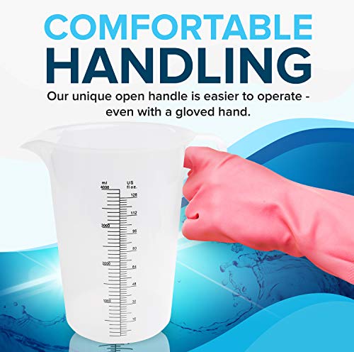 64oz (1/2 gallon) Measuring Pitcher, Plastic, Multipurpose - Great for Oil, Chemicals, Pool and Lawn - Ounce (oz) and Milliliter (mL) Increments (2000 mL) (64oz)