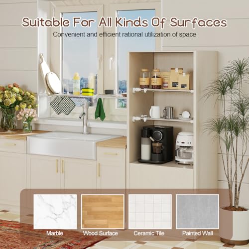 Tension Shelf Expandable Rod Closet Tension Shelf Heavy Duty Clothes Hanger (39.76 - 60.03 inches / Ivory)