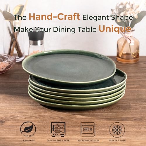 Ceramic Plates Set of 6 (Earth Green / 8.5 Inch)
