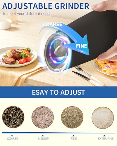 Gravity Electric Pepper Grinder Salt Grinder Pepper Griner Mill Electric with LED Light (Black-Unit 1-Battery)