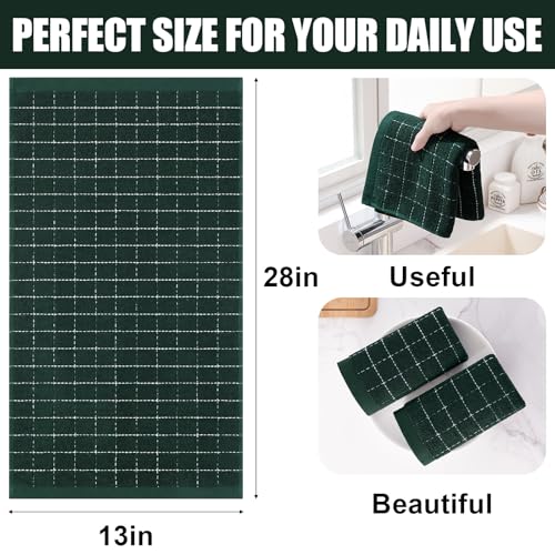 100% Cotton Terry Kitchen Towels (Blackish Green / 13 X 28 - 4 Pack)