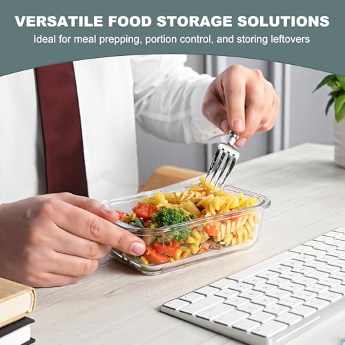 10 Pack Glass Food Storage Containers with Lids (Gray / 10-Pack)