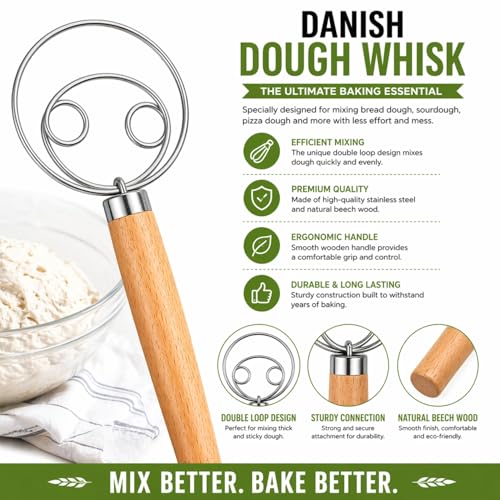 Sourdough Bread Baking Tool Set with Danish Dough Whisk