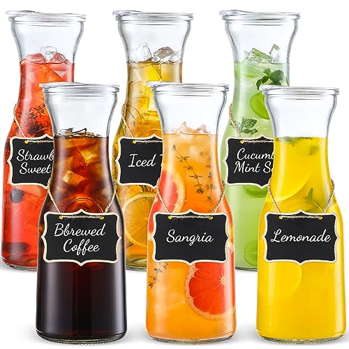 Set of 6 Glass Carafe with Lid (Clear)