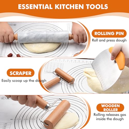 18.5 inches Marble Rolling Pin (White-2)
