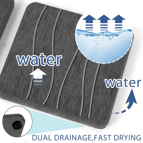 2PCS Water Absorbing Stone Tray (2pcs 21×10cm Dark Gray Wave)