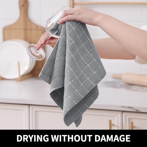 100% Cotton Terry Kitchen Towels (Grey / 13 X 28 - 4 Pack)