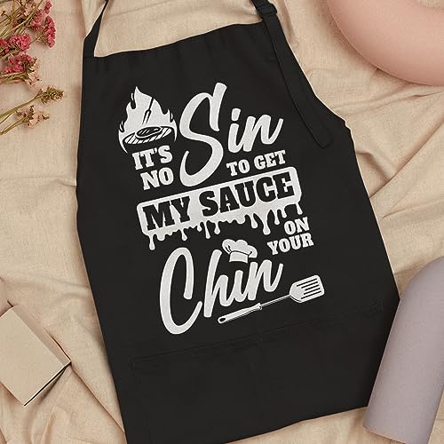 Funny Aprons for Men with Pockets Gift for Birthday Christmas BBQ Grill Apron for Kitchen Cooking Chef Husband Dad Papa (Cooking Lover 3)