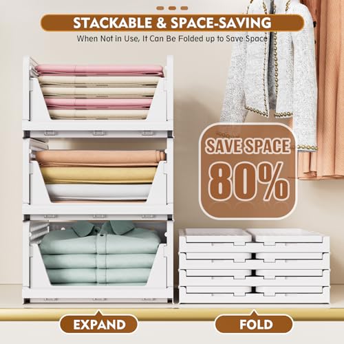 5 Pack Stackable Closet Organizer Box (Pink / 5 Pack)