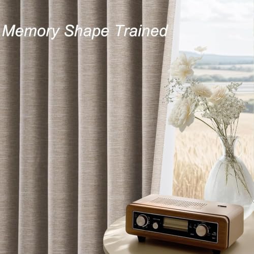108 Inch Curtains 2 Panel Set Boho Brown Modern Decorative Dark Out Curtains for Bedroom Heat and Cold Blocking Window Coverings 9FT High Ceiling Extra Long Drapes for Living Room with Hooks (Linen / 52"W x 108"L (Pack of 2))