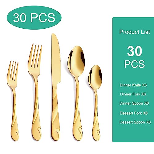 Gold Silverware Set (Gold / 30-Piece)
