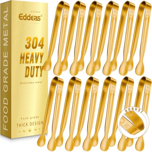 12 PCS Small Serving Tongs (6 inch / Gold 6Pcs)