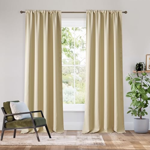Bedroom Blackout Curtains 84 inches Long (100% Blackout - Biscotti Beige / 42"W x 84"L (Pack of 2))