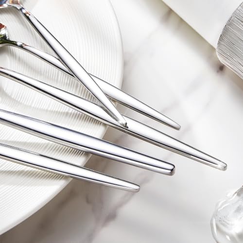 48 Piece Silverware Set for 8 with Steak Knives (Silver / 48-Piece)