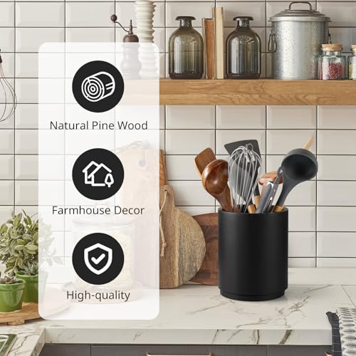 Wooden Utensil Holder (Black)