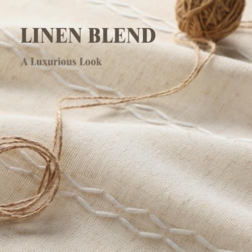 Boho 100% Blackout Curtains 84 Inch 2 Panels Linen Blend Beige (Beige / 52"W x 84"L (Pack of 2))