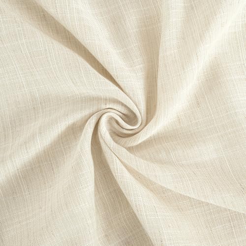 Beige Linen Curtains 80 Inches Long for Living Room (Light Beige / 52"W x 80"L (Pack of 2))