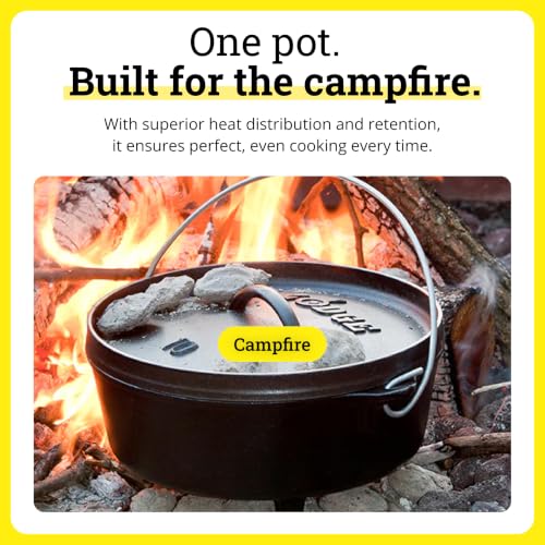 Pre Seasoned Cast Iron Deep Camp Dutch Oven with Lid (6 Quart / Oven)