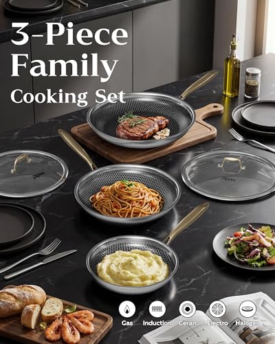 Nonstick Frying Pan Set (Gold-No Lid)