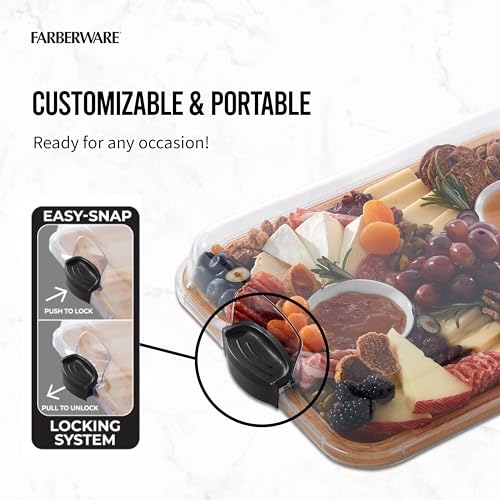 Bamboo Cutting Board with Clear Locking Lid (Black / Rectangle)