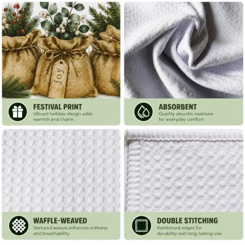 Christmas Kitchen Towels Decorations Indoor Decor Home (Green+gold)