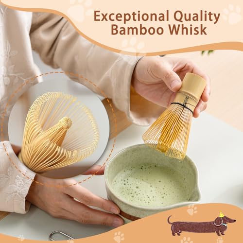 Matcha Set with Dog Pattern (Mottled Green)