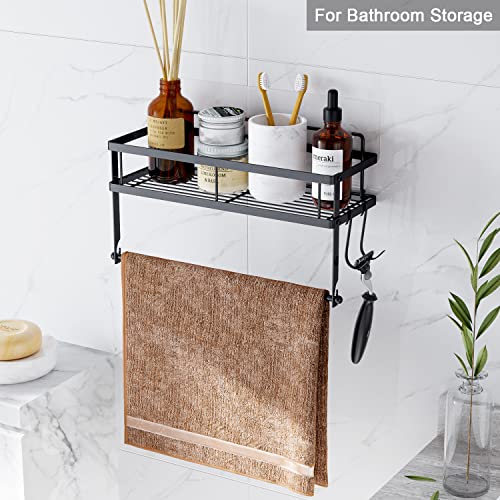 Paper Towel Holder Wall Mount with Shelf (Matte Black Finish / 1 Pack)