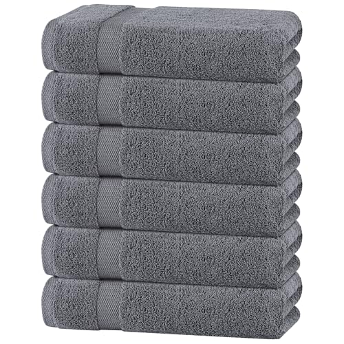 Wealuxe Grey Towels for Bathroom 6 Pack (Gray / Bath Towels 6-Pack, 24x50 Inches)