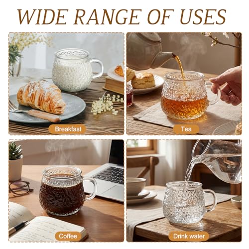 12 Pack Glass Coffee Mugs with Handles (Retro)