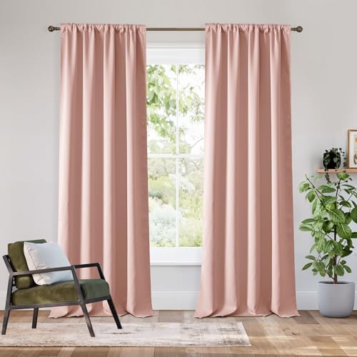 Bedroom Blackout Curtains 84 inches Long (100% Blackout - Peach Pink / 42"W x 84"L (Pack of 2))