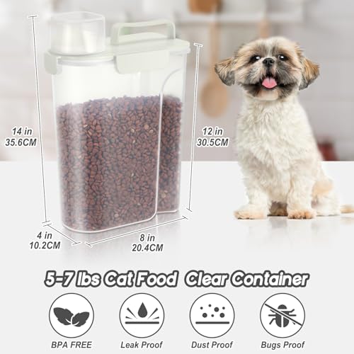 5Lbs Dog Cat Storage Container Portable with Upgraded Large Spout and Cup (Elegant White / 5L-1pack)